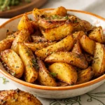 Deliciously roasted Greek Potatoes With Lemon, golden and crispy, served with fresh herbs.