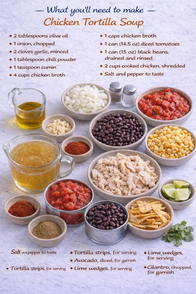 Chicken Tortilla Soup ingredient list