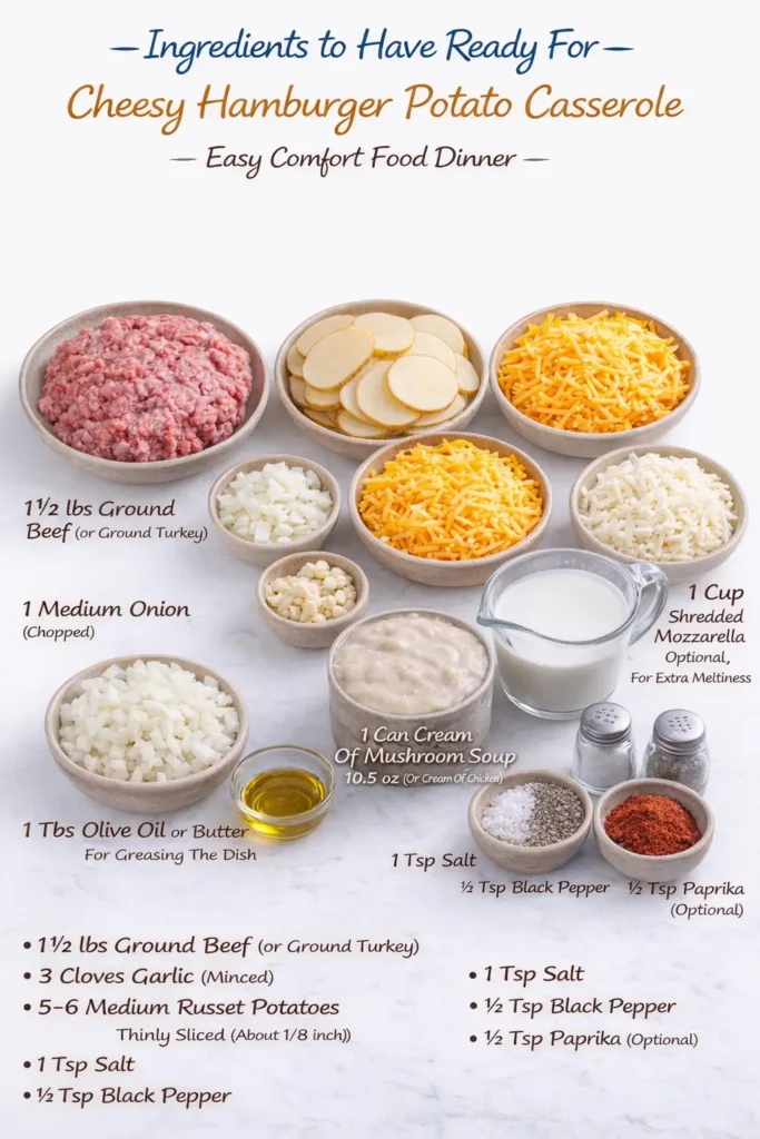 Hamburger Potato Casserole ingredinets