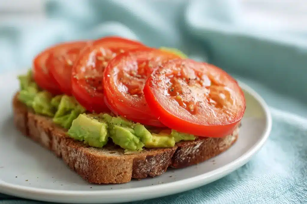 Delicious avocado-egg toast with a sunny side up egg on top
