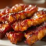 Delicious Bacon Brown Sugar Chicken Tenders served on a plate