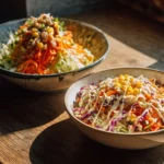 Bowl of bold flavor-packed coleslaw with vibrant vegetables
