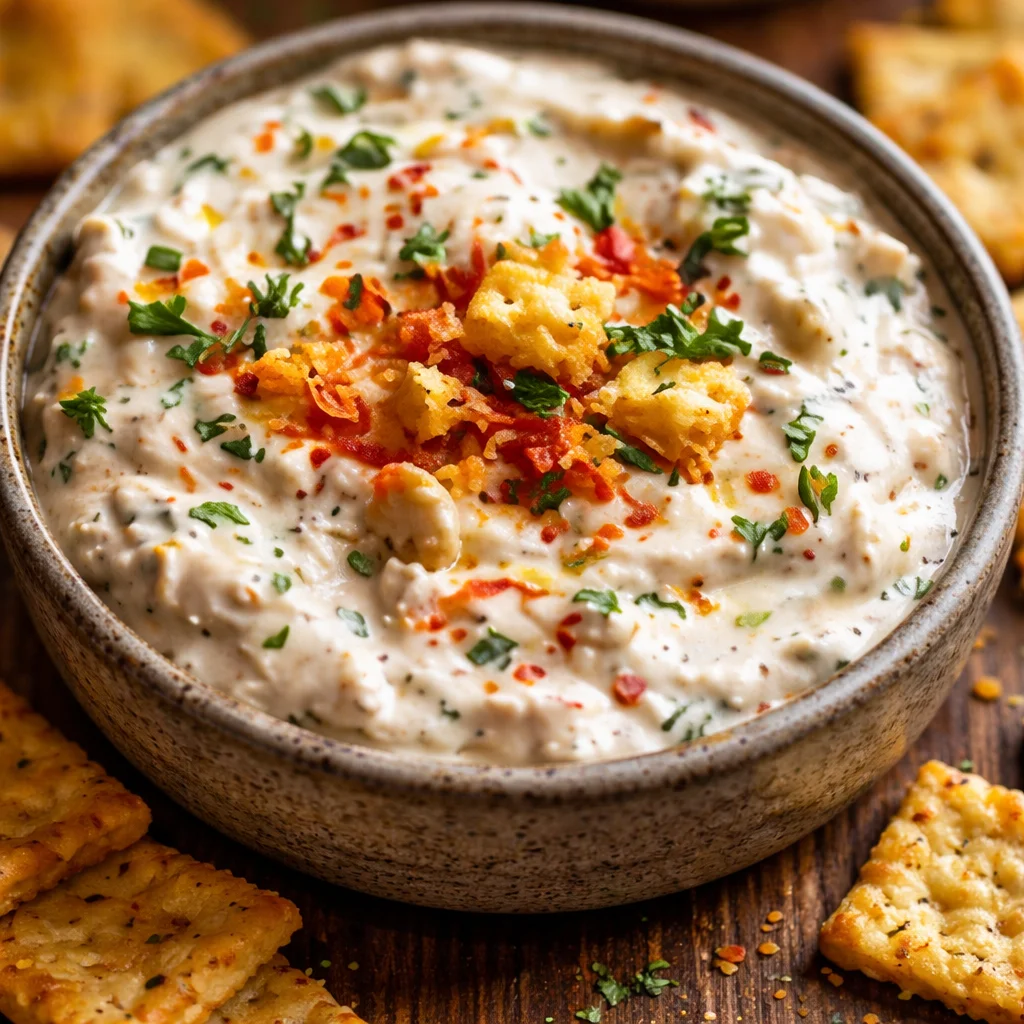Delicious Alabama Fire Cracker Dip served with chips for a flavorful snack