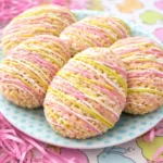 Colorful Easter Egg Rice Krispies Treats filled with candy for a festive dessert.