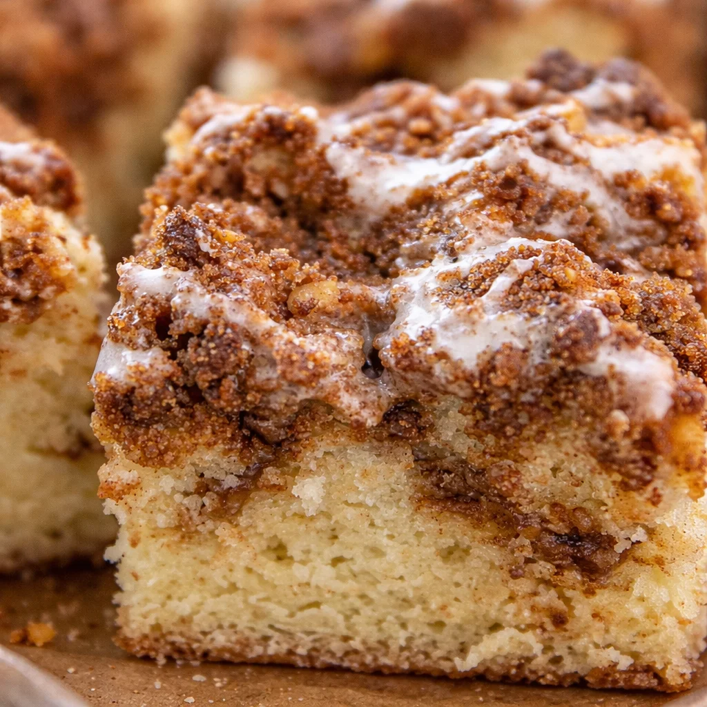 Moist and flavorful Coffee Cake with cinnamon crumble topping perfect for breakfast.