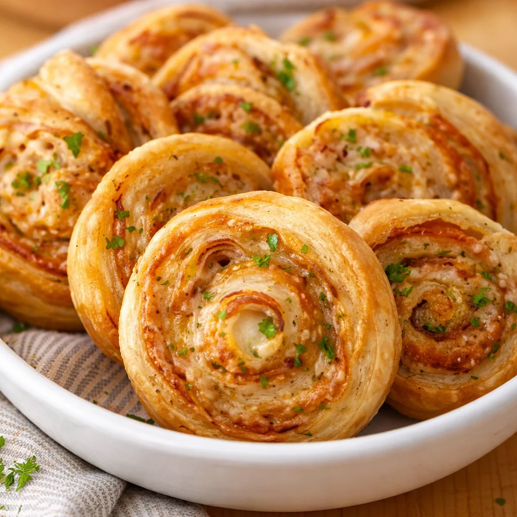 Delicious Ham and Cheddar Pinwheels appetizer with cream cheese and deli ham.