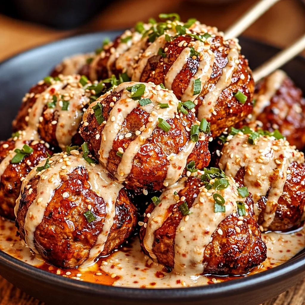 Delicious Korean BBQ Meatballs served with a spicy mayo dip.