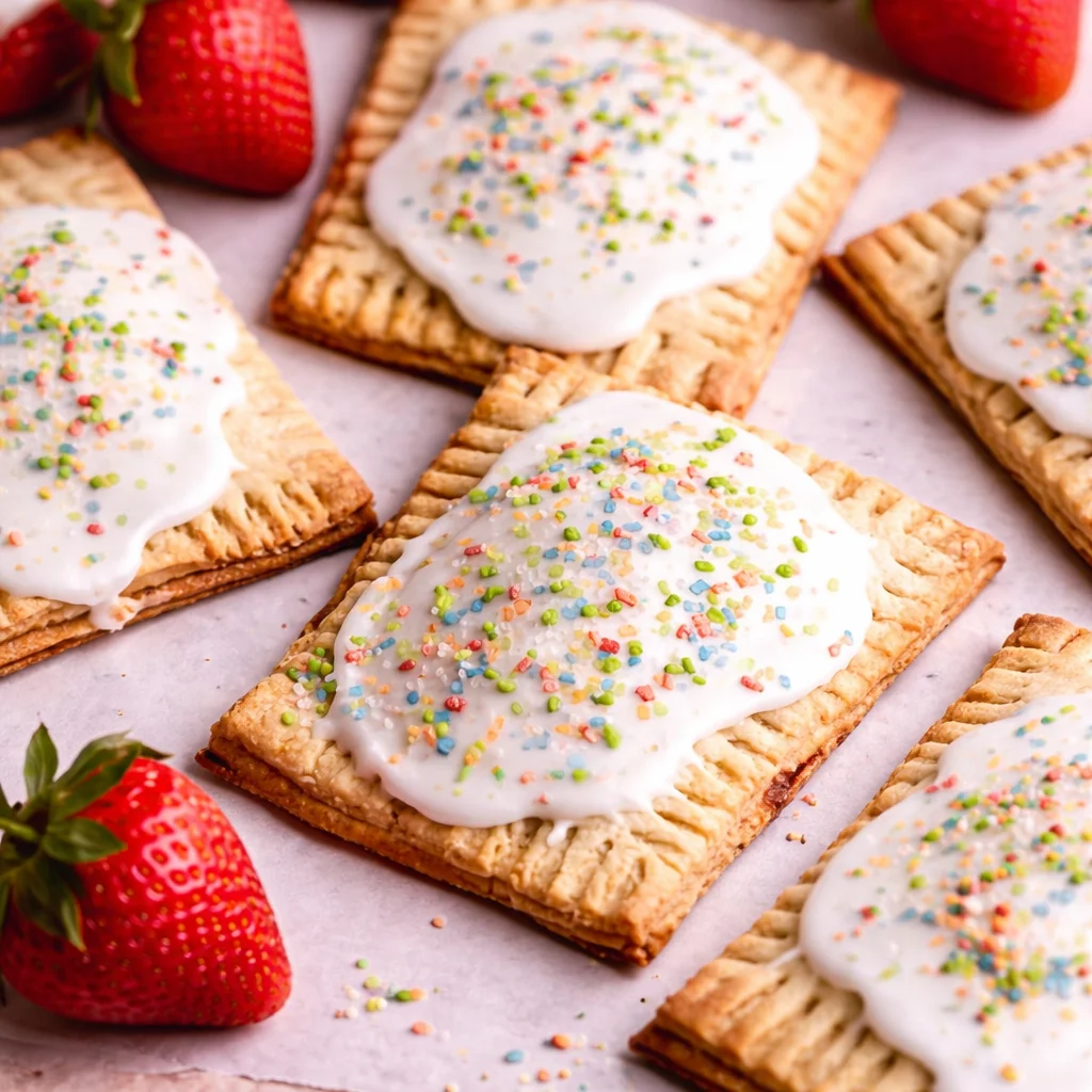 Homemade Sourdough Discard Pop Tarts filled with jam and topped with glaze.