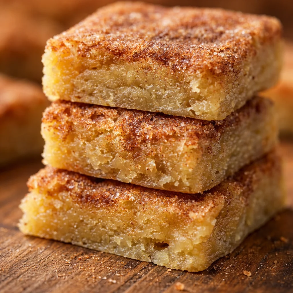 Delicious easy cinnamon sugar blondies drizzled with cinnamon sugar topping.