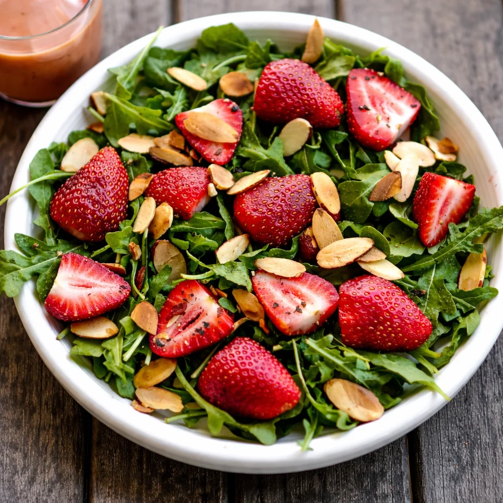 Fresh and vibrant Strawberry Spring Salad with pecans and feta cheese.