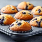 Hearty blueberry protein muffins fresh out of the oven