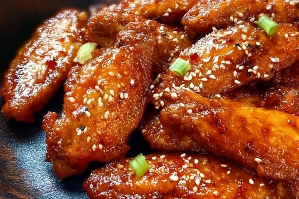 Delicious Honey Garlic Chicken Wings on a serving platter
