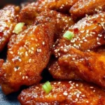 Delicious Honey Garlic Chicken Wings on a serving platter