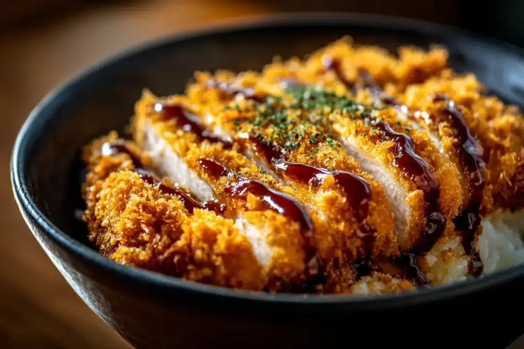 Japanese Katsu Bowl with crispy tonkatsu and flavorful tonkatsu sauce