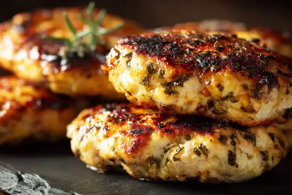Juicy Greek chicken burgers served with tzatziki sauce