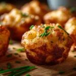 Crispy leftover mashed potato cheese puffs on a plate