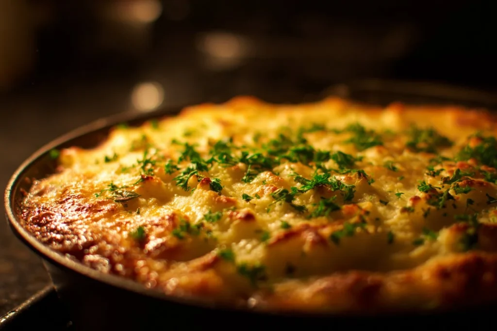 Delicious homemade shepherd's pie fresh out of the oven