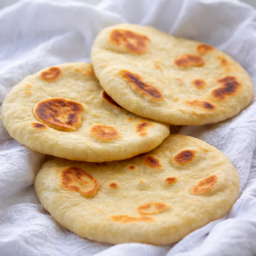 Delicious homemade Sourdough Discard Na'an bread served with curry.