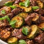 Garlic Butter Steak & Zucchini Delight: a flavorful quick meal with tender steak and fresh zucchini.