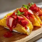 Strawberry Crunch Cheesecake Tacos dessert in a colorful presentation