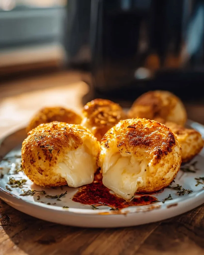 Crispy Air Fried Babybel Cheese served with dipping sauce