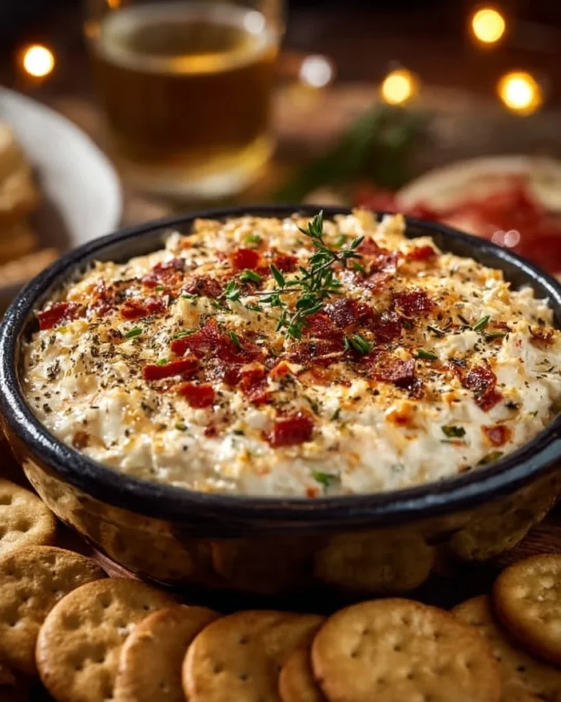 Delicious Alabama Fire Cracker Dip served in a bowl with crackers