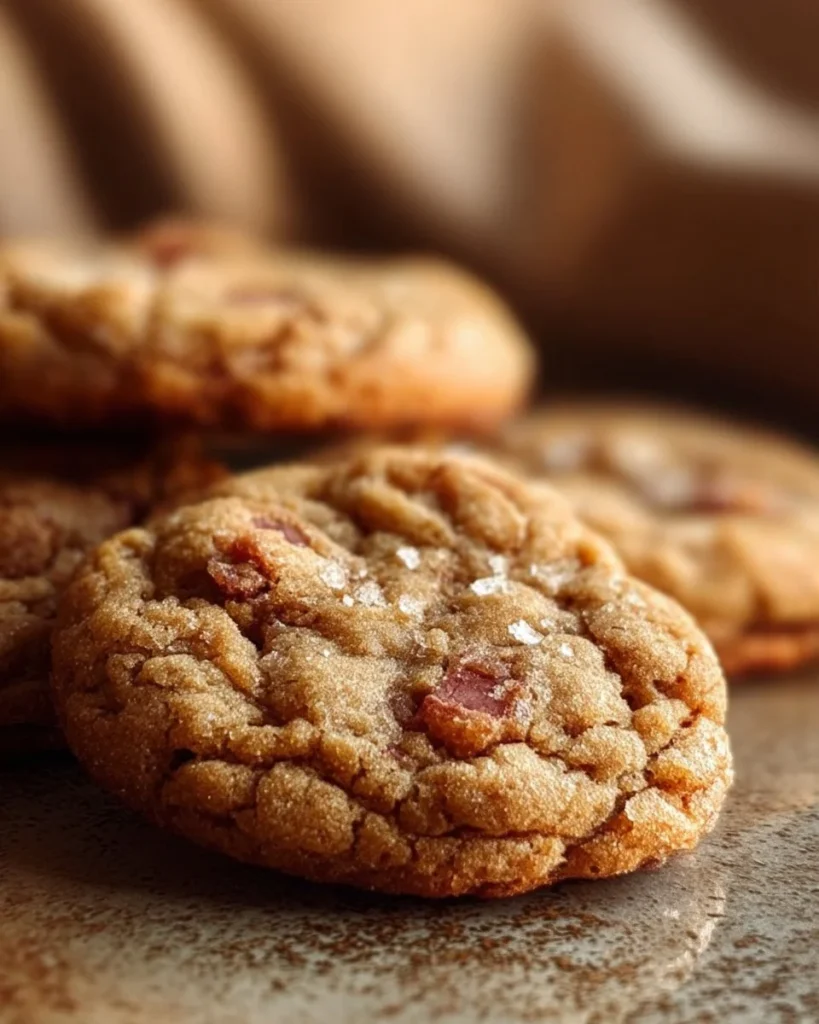 Homemade Brown Sugar Rhubarb Cookies on a rustic wooden table