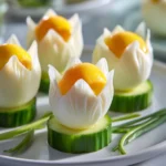 Colorful Caprese Tulip Garden Bites with basil, tomatoes, and mozzarella cheese.