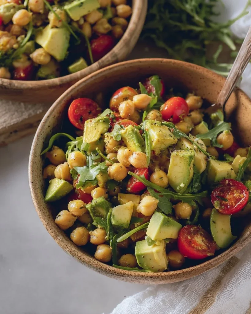 Chickpea Avocado Salad featuring fresh ingredients in a bowl