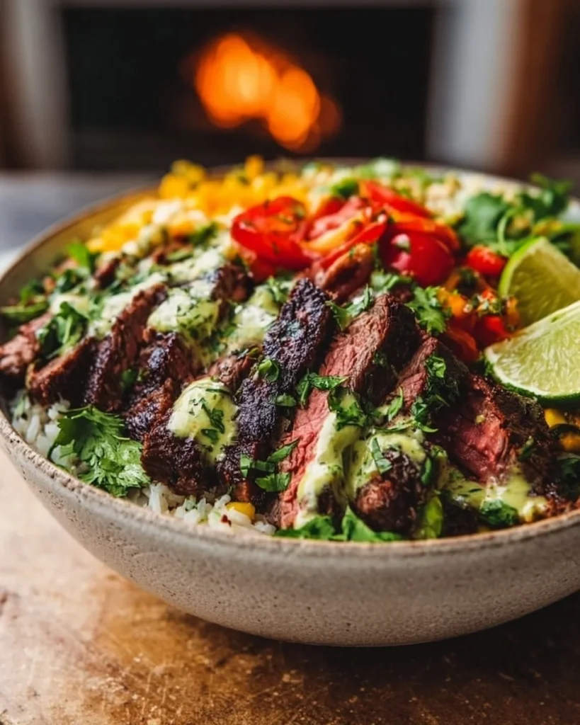 Delicious cilantro lime steak bowls with fresh ingredients