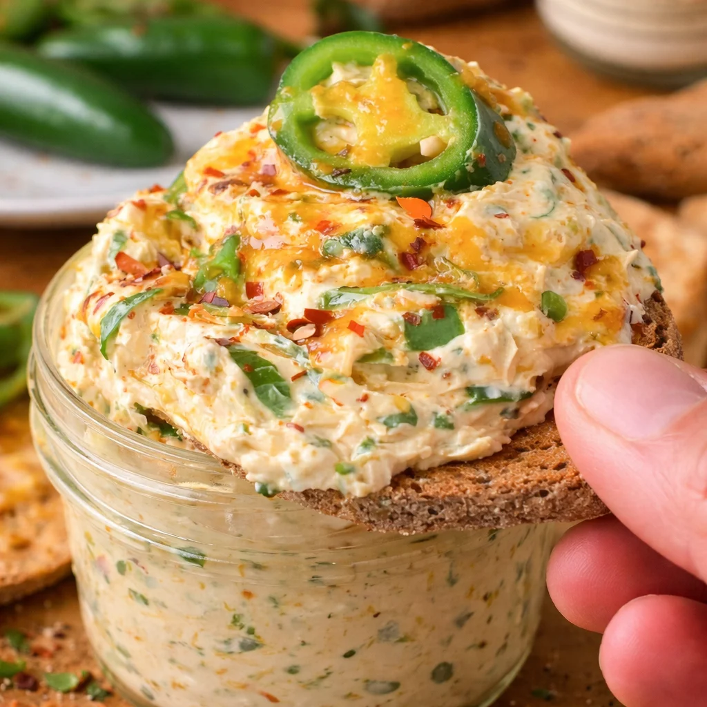 Delicious Jalapeno Cream Cheese Dip with a creamy texture and spicy kick, perfect for parties.