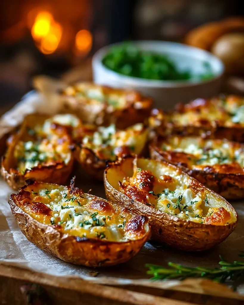 Crispy oven baked potato skins topped with cheese and green onions
