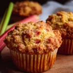 Healthy rhubarb muffins fresh from the oven, perfect for breakfast or snacks.