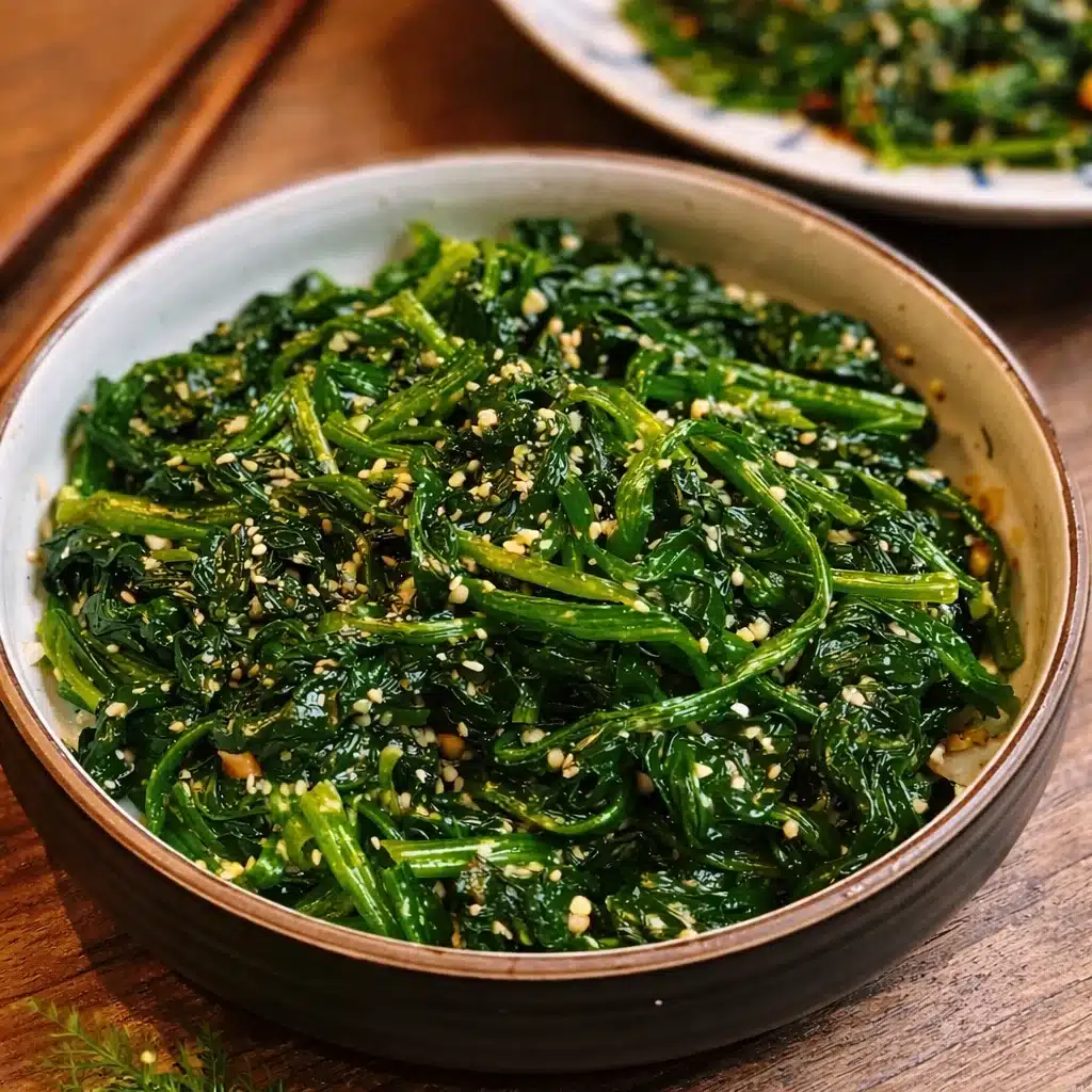 Two delicious versions of Korean Spinach Salad (Sigeumchi Namul) served in a bowl.