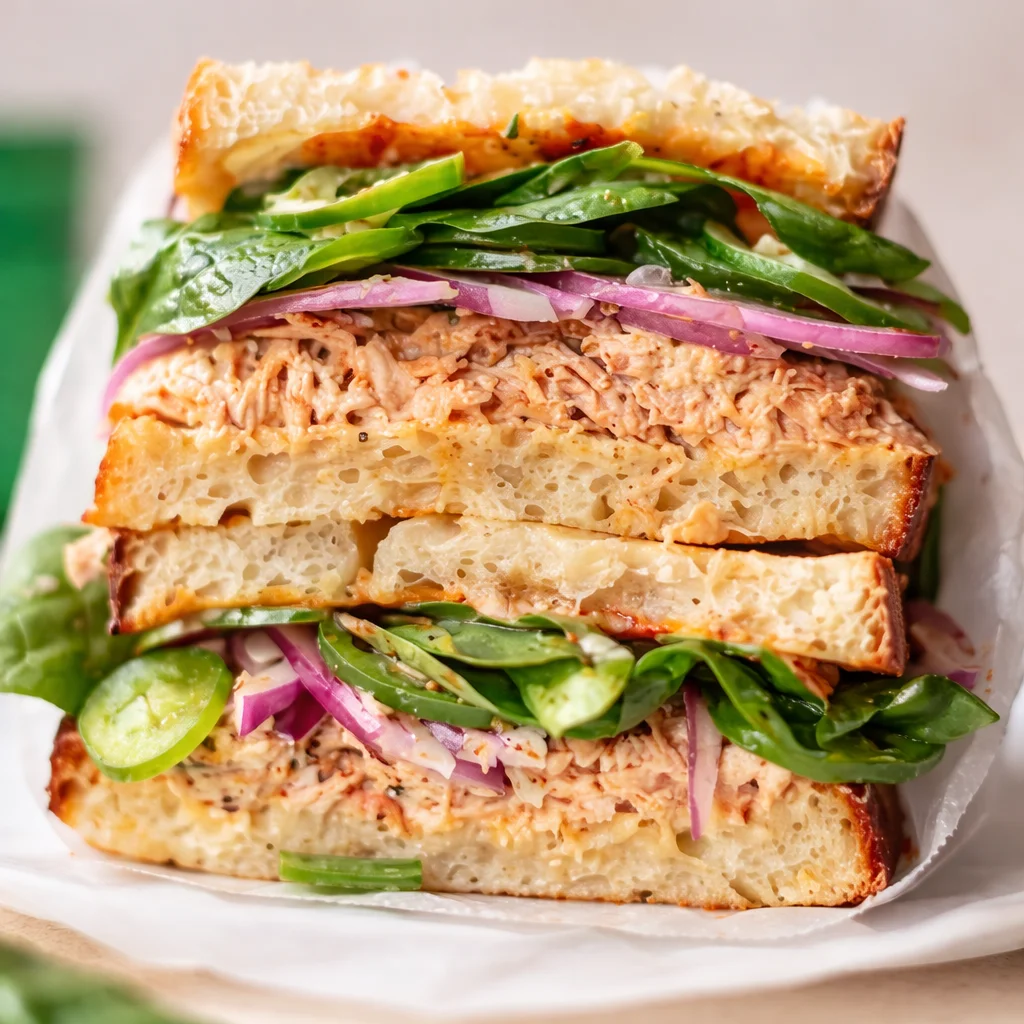 Delicious Spicy Tuna Salad Sandwich made with jalapeños and fresh ingredients