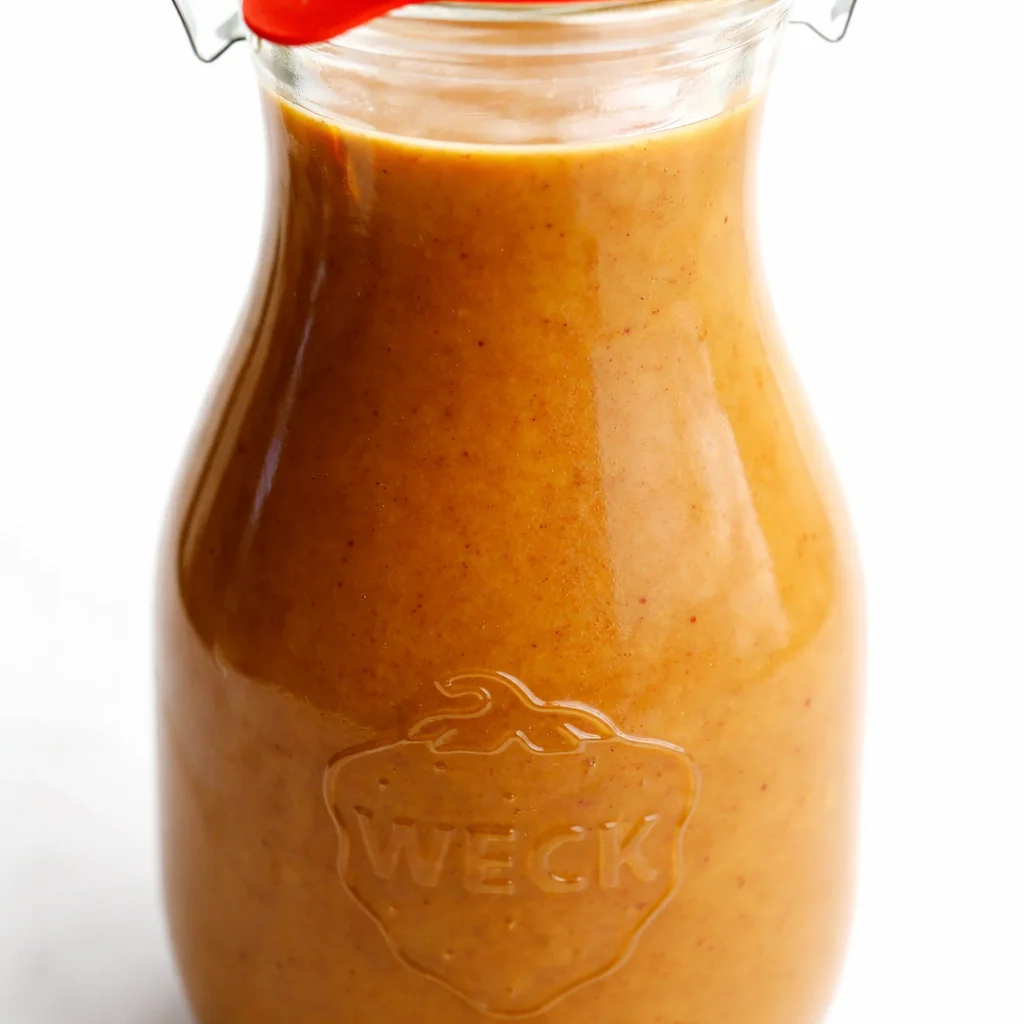 Creamy Thai Peanut Salad Dressing made with peanut butter, soy sauce, and lime.