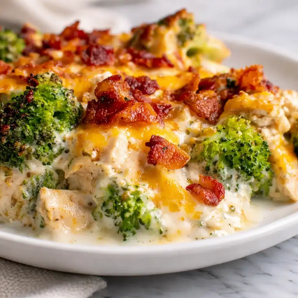 Creamy Low Carb Chicken Casserole topped with cheese and vegetables, perfect for keto diets.