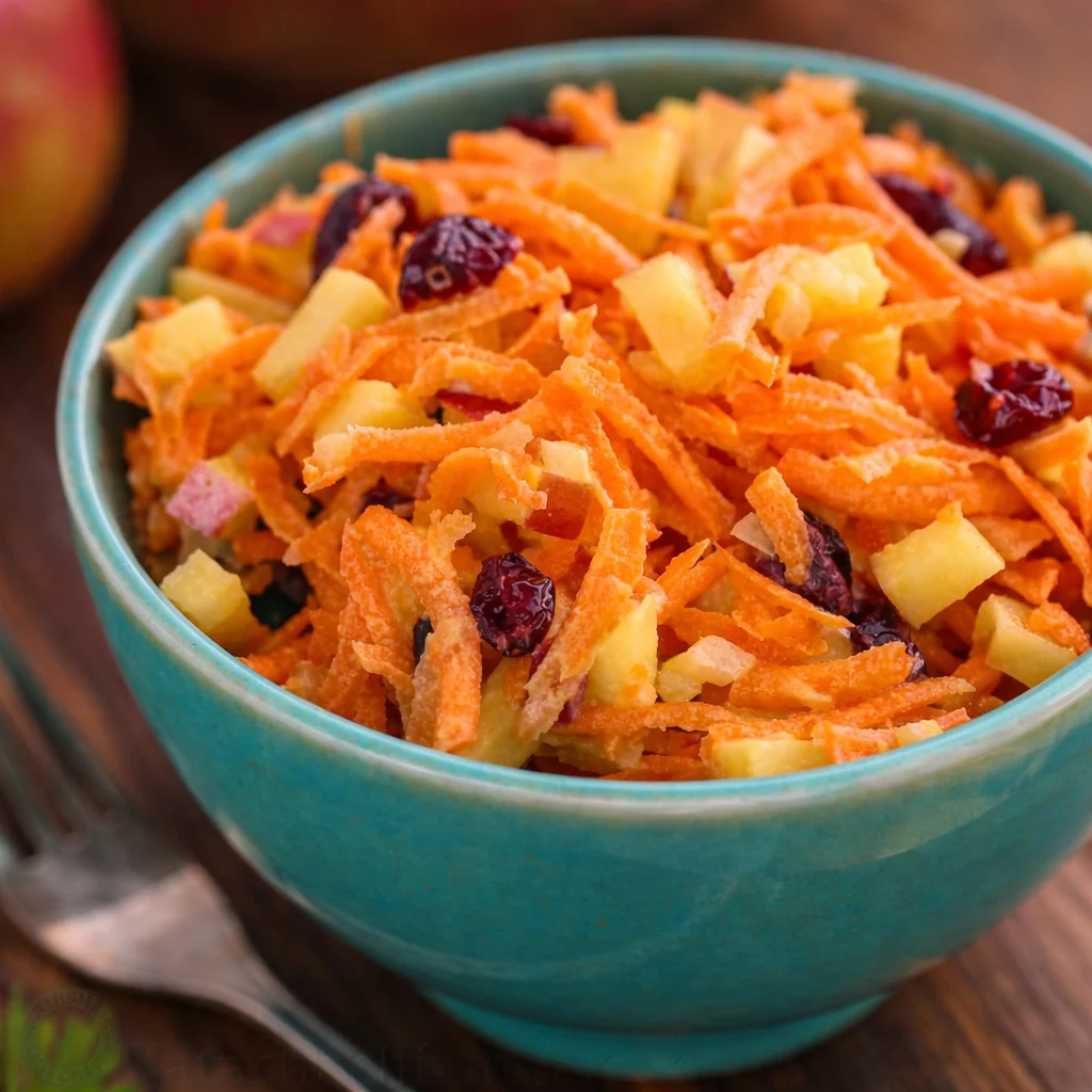 Delicious Carrot Apple Salad with apples and crunchy carrots served in a bowl.