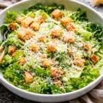 Delicious homemade Caesar salad with crispy croutons and creamy dressing