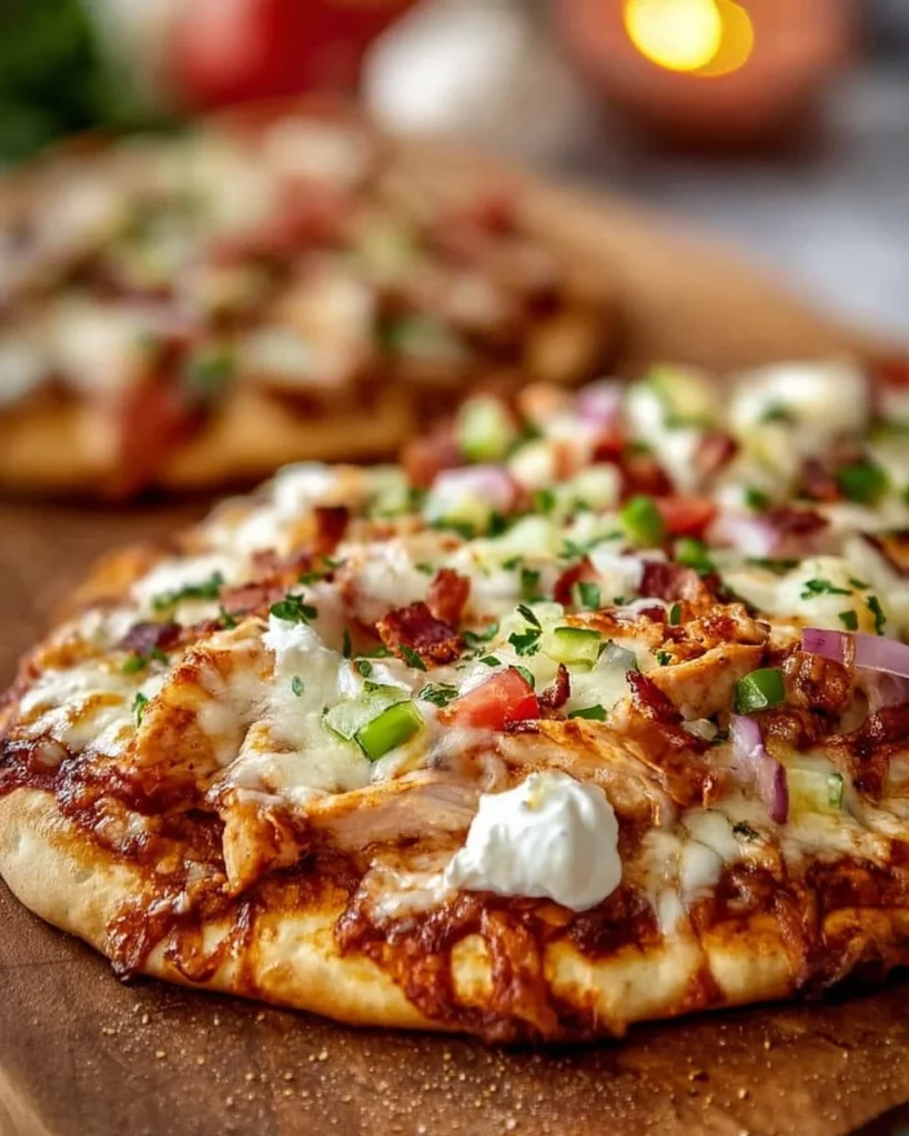 Easy loaded flatbread pizza topped with fresh ingredients and cheese