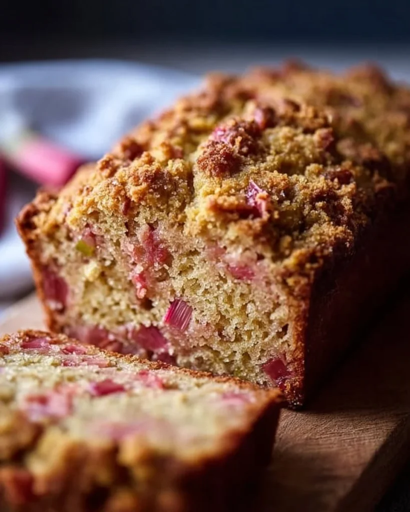 Easy Rhubarb Bread with Tangy Crumble Topping