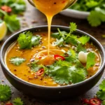 Easy Thailand Salad Dressing in a bowl with fresh herbs and spices