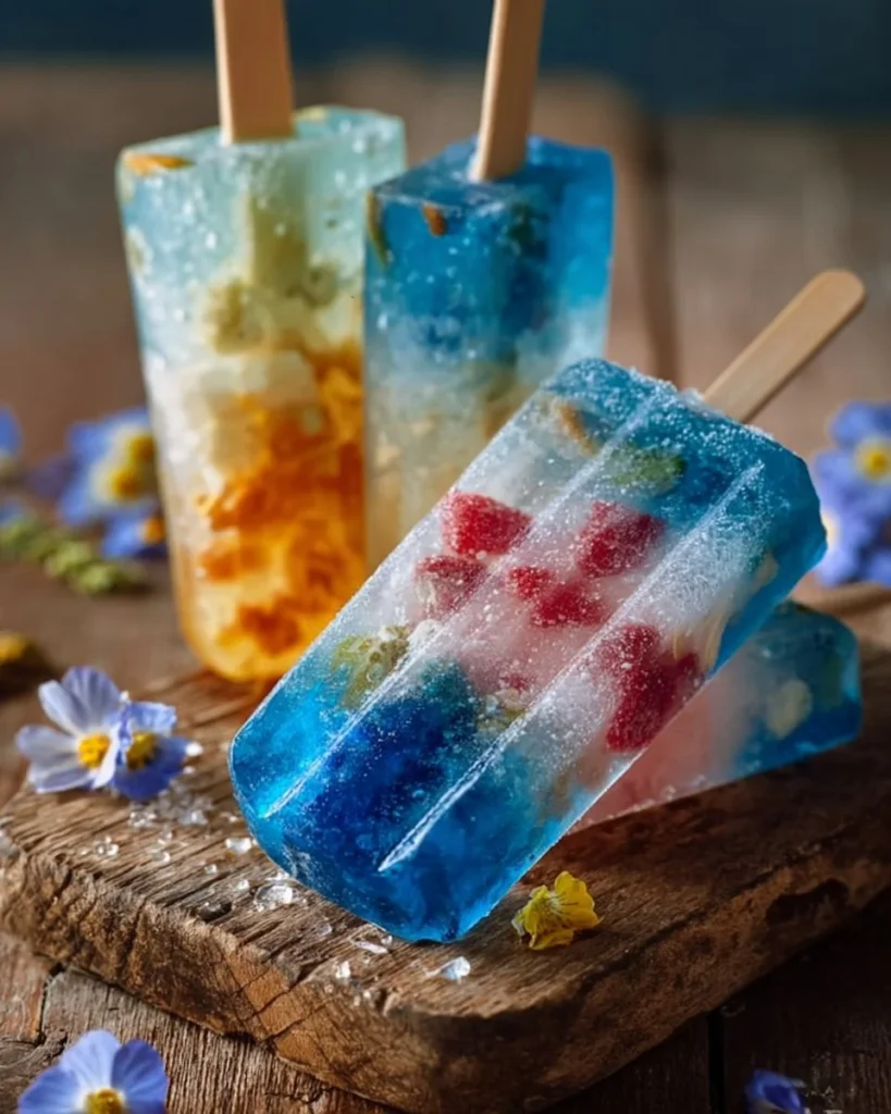 Colorful edible aquarium popsicles for fish hydration and enjoyment.