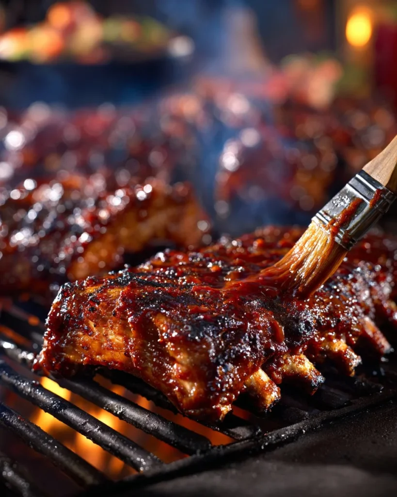 Deliciously grilled ribs on a platter, perfectly caramelized and ready to serve.