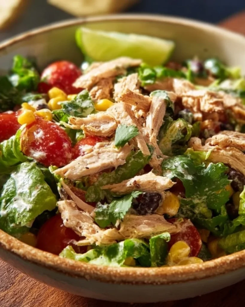 High protein Southwest chicken salad with fresh ingredients