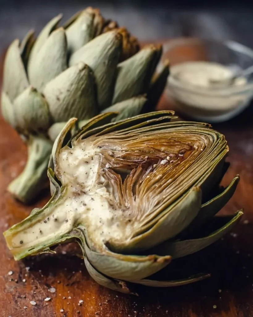 Cooked artichokes on a plate, showcasing perfect preparation and presentation.