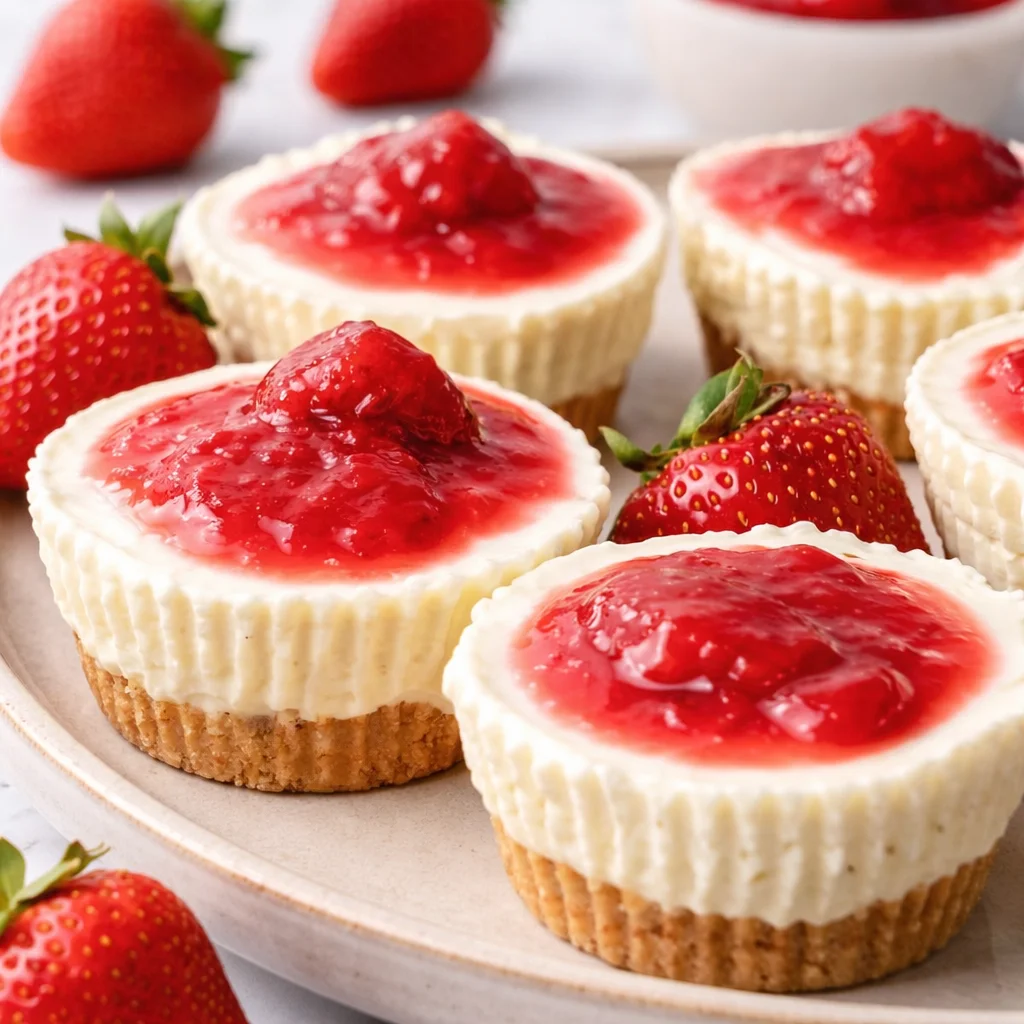 Delicious no-bake cheesecakes with a graham cracker crust, perfect for dessert