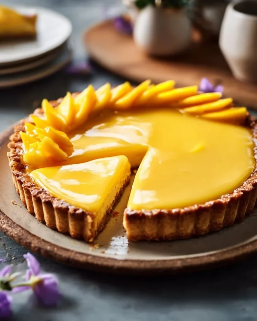 Delicious Mango Curd Tart with vibrant mango filling and flaky crust
