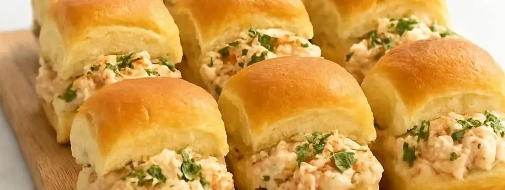 Delicious mini shrimp rolls served on a plate with garnishes