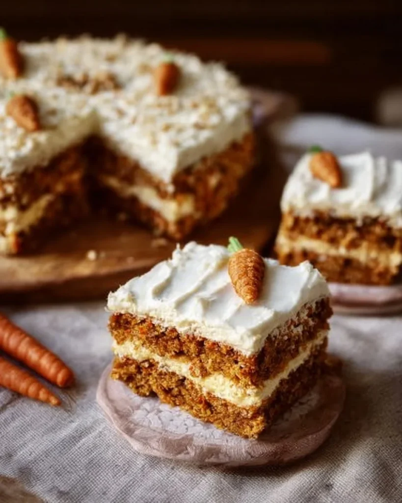 Delicious no-bake carrot cake with cream cheese frosting and nuts